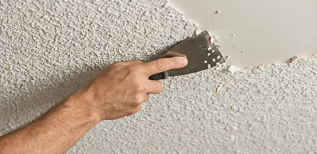 Popcorn ceiling removal scraping off textured ceiling finish in Provo, UT