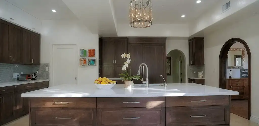 Cabinet refacing project with updated kitchen cabinets and island in Provo, UT