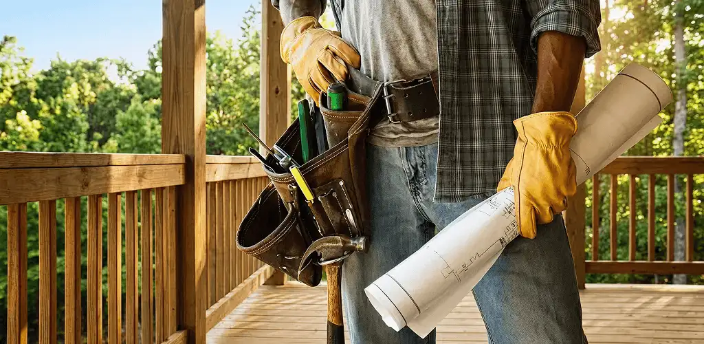 Professional handyman with tool belt ready for home repairs in Provo, UT