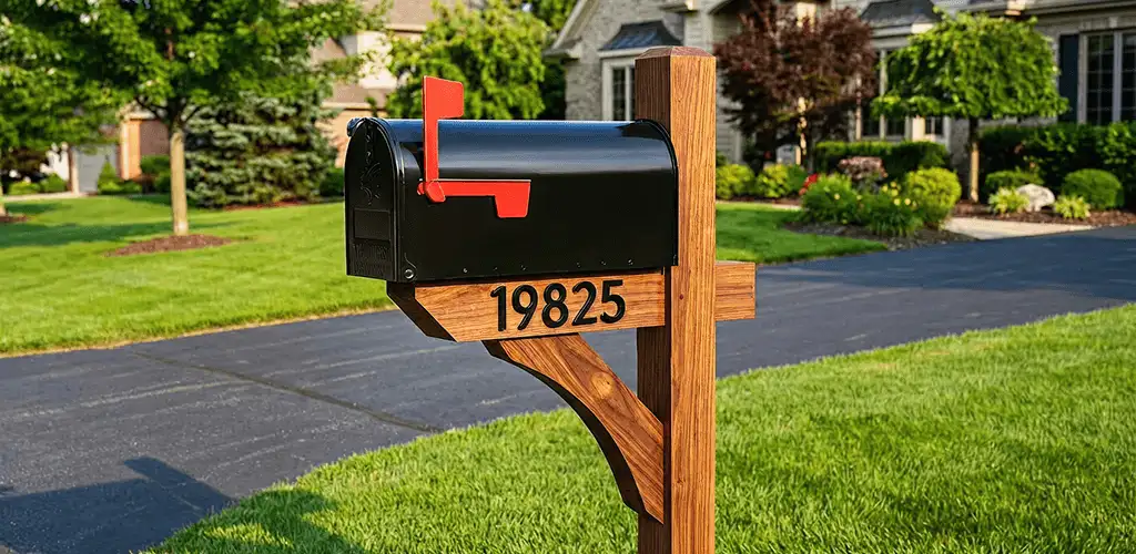 New mailbox installation with post and address number for a home in Provo, UT
