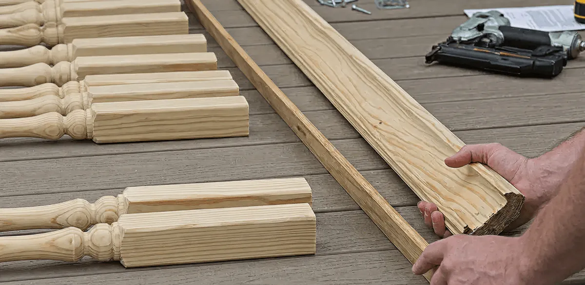 Handrail installation materials and wood components for stair rail work in Provo, UT